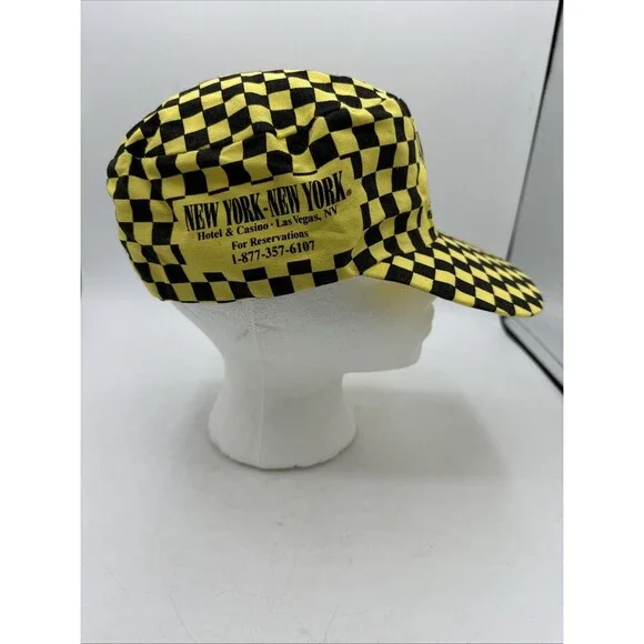 Baseball Cap New York Casino Las Vegas Taxi Cab Snapback Vintage Checkered - Picture 9 of 13